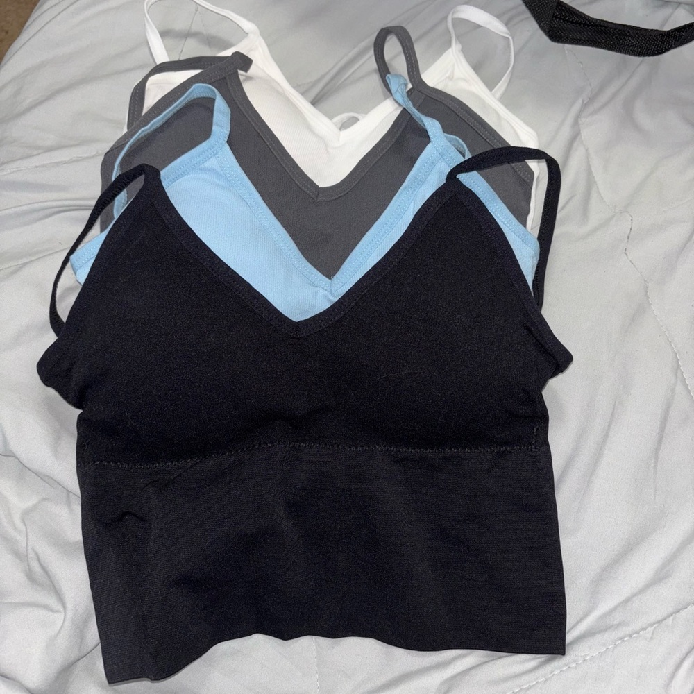 Elegant Women's Bandeau Set - Black, Gray, Blue, and White